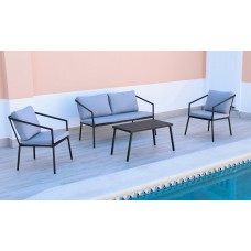 Salon De Jardin Sofa Set Bermudas 7 Finition Anthracite Tissus Mariland Gris Clair Dralon