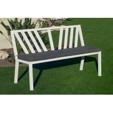 Banc De Jardin Et Piscine Gulliver Banco + Coj Dralon Finition Blanc Tissus Gris Sara Dralon