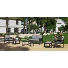 Salon De Jardin Sofa Piave-7-D Finition Anthracite Tissus Sara Gris Fonce Dralon