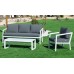 Salon De Jardin Sofa Acapulco-8 Finition Blanc Tissus Sara Gris Fonce Dralon