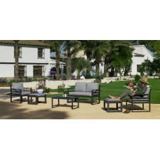 Salon De Jardin Sofa Piave-9-D Finition Anthracite Tissus Gris Clair Mariland Dralon