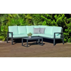 Salon De Jardin Sofa Dalia-27 Dralonlux Finition Anthracite Tissus Orlena Anis Clair Dralonlux