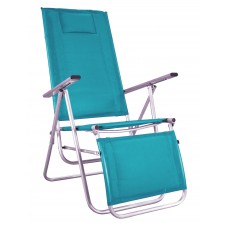 Lot De 2 : Fauteuil Grand Relax Neptuno-70-Confortx2 Finition Aluminium Tissus Bleu Celeste Textilene