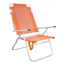 Lot De 2 : Grand Fauteuil Bora-140X2 Finition Aluminium Tissus Orange Textilene