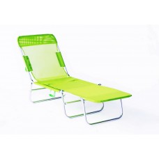 Lot De 2 : Lit De Plage, Lit De Camp Valparaiso-45X2 Finition Aluminium Tissus Pistache Textilene