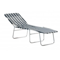 Lot De 2 : Lit De Plage, Lit De Camp Valparaiso-45X2 Finition Aluminium Tissus Rayé Gris Textilene