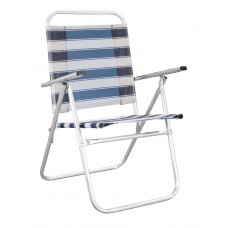 Lot De 2 : Fauteuil Camelia-190 X2 Finition Aluminium Tissus Rayé Bleu Textilene