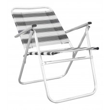 Lot De 2 : Fauteuil Camelia-190 X2 Finition Aluminium Tissus Rayé Gris Textilene