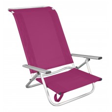 Lot De 2 : Fauteuil Bas Marela-134 X2 Finition Aluminium Tissus Fuschia Textilene