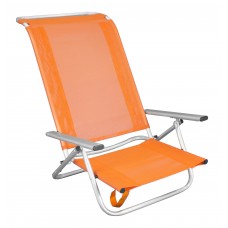 Lot De 2 : Fauteuil Bas Marela-134 X2 Finition Aluminium Tissus Orange Textilene