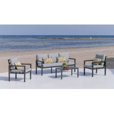 Salon De Jardin Sofa Mandalay-8 D Finition Anthracite Tissus Gris Clair Mariland Dralon