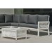 Salon De Jardin Sofa Corner Aluminium Et Corde Havana-28 Finition Blanc Corde Blanche Tissus Sara Gris Fonce Dralon