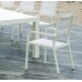 Set Table À Manger Extensible + 8 Fauteuils Camelia-220/Priscila-3/X8 Finition Blanc Tissus Blanc Textilene