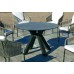 Set Table À Manger Haut De Gamme + 6 Fauteuils Valonia-150 Hpl/Tulip-3/6 Finition Anthracite / Hpl Argenta Tissus Anthracite / Corde Grise / Anais Blanc Dralon