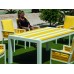 Set Table À Manger Haut De Gamme + 6 Fauteuils Luarca-180/Luarca-3/6/Dralonlux Finition Blanc/Jaune Tissus Judith Jaune / Passepoil Blanc Dralonlux