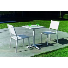 Salon De Jardin À Manger Pour Balcon Ou Petit Espace Boston-80-Haf/Sion/2 Finition Blanc Tissus Blanc Textilene