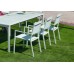 Set Table À Manger Extensible + 8 Fauteuils Singapur-150-H77/Corcega-3/8 Finition Blanc Tissus Blanc Textilene